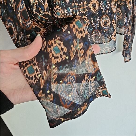 Ulla Johnson Black Onyx Metallic Ada Silk Blouse Size 8 - Picture 7 of 13